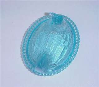 DEGENHART ICE BLUE GLASS HEN ON NEST COVERED DISH  