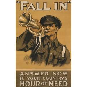 World War I Poster   Fall in Answer now in your countrys hour of need 