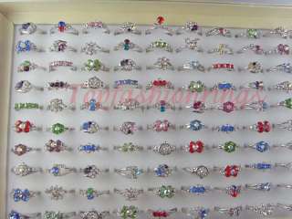 wholesale lots 100pcs Crystal Rhinestone Ladiess ring + Display 