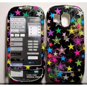 BLACK WITH GREEN BLUE PURPLE MULTI COLOR STAR SNAP ON HARD SKIN SHELL 