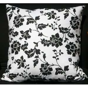   Cushion Pillow Cover 18/19   Black Roses on White: Home & Kitchen