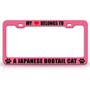 MY HEART BELONGS TO A JAPANESE BOBTAIL Cat Pet Auto License Plate 