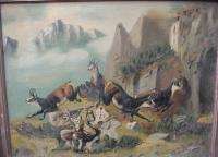 Antique European German Comical High Country Mountain Hunting Scene 