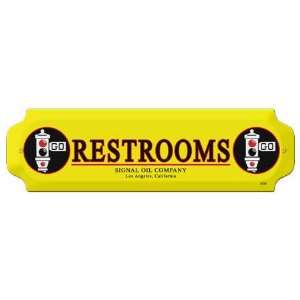    Signal Oil Co Metal Restroom Door Push Sign