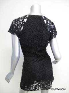 Temperley Black Crochet Short Sleeve Mini Dress 2  
