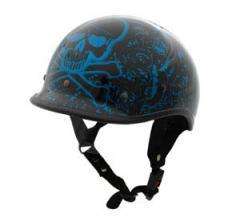 DOT Boneyard Blue Polo Shorty Motorcycle Half Helmet  