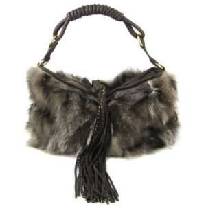  Authentic Cassandra Los Angeles Brown Socialite Fox Fur Hobo Handbag