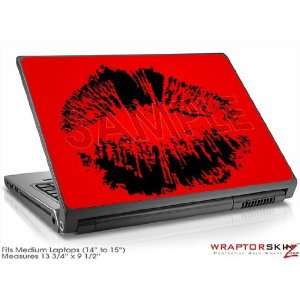  Medium Laptop Skin Big Kiss Lips Black on Red: Electronics