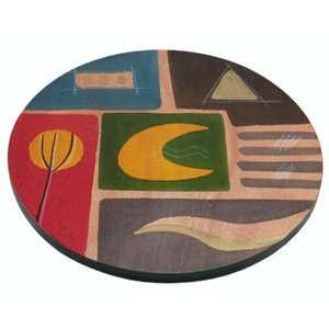 Wood Lazy Susan Handcrafted Yellow Moon Design 
