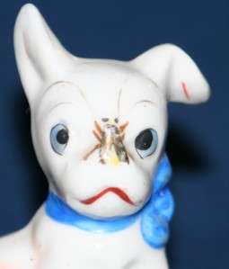 Vintage French Bulldog Dog Figurines Fly on Nose Japan  