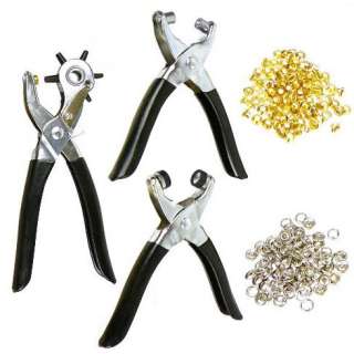 NEW 3pc Leather Punch Set Eyelet Snap Pliers Heavy Duty  