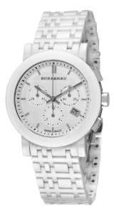   Burberry Womens BU1770 Ceramic White Chronograph Dial Watch Burberry