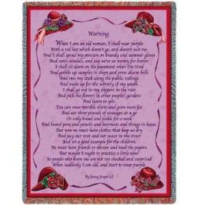   Society Warning Poem Red Hat Tapestry Throw Blanket