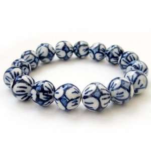 12mm Porcelain Flower Beads Buddhist Prayer Meditation Mala Bracelet