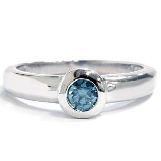 35CT Bezel Blue Diamond Solitaire Engagement Ring gold  