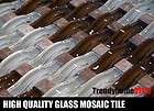 SAMPLE  Ocean White Brown WAVY Glass Stone Mix Mosaic Tile Kitchen 