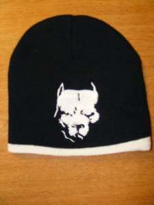 PIT BULL PITBULL SKULLY WATCH CAP navy blue embroidered BEANIE HAT 