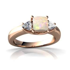  14k Rose Gold Square Genuine Opal Ring Size 6: Jewelry