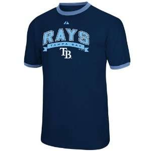  Majestic Tampa Bay Rays Navy Blue Club Classic Ringer T 