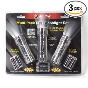 Ampro Tools T23944 3 Peice Multi Pack LED Flashlight Set