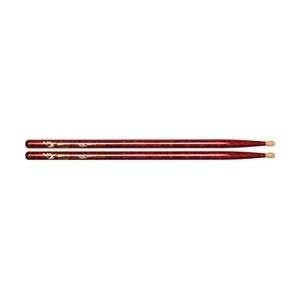   Wood Tip Sticks   Pair 5A Red Sparkle (5A Red Sparkle) Musical