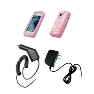 Nokia Nuron 5230   Pink and White Zebra Stripes Design Soft Silicone 