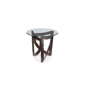    Magnussen Lysa Wood and Glass Round End Table: Home & Kitchen