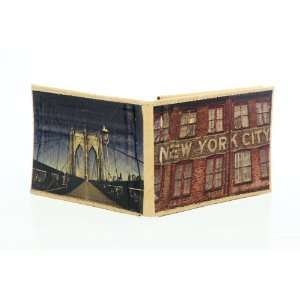  New York and Brooklyn Bridge Combo Bi Fold 100% Leather 