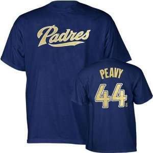 Jake Peavy (San Diego Padres) Name and Number T Shirt (Navy) (Large 