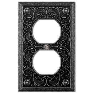  Arabesque Antique Pewter   1 Duplex Outlet Wallplate