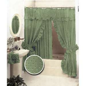  Double Swag Fabric Shower Curtain Set Sage Valance: Home 