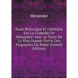   Fragments Du PoÃ«te (French Edition): Menander:  Books