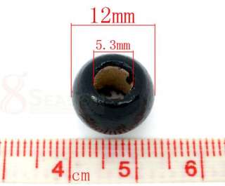 100Black Dyed Drum Wood Beads Fit Charm Bracelet11x12mm  