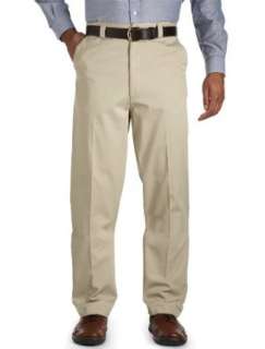   Harbor Bay Big & Tall Waist Relaxer Flat Front Twill Pants: Clothing
