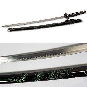 Black Katana Samurai Sword with Green Light Dragon:  Sports 