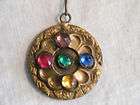 Brassy Gold Necklace Pendant Colorful