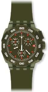   Swatch Mens SUIG401 Rubber Analog with Green Dial Watch: Swatch