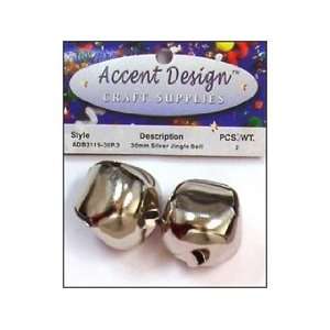  Accent Design Jingle Bell 30mm 2pc Silver: Pet Supplies