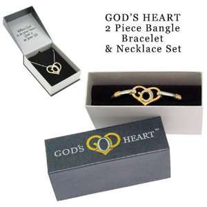   and Gods Heart Clip Bangle Bracelet Set Gift Boxed 