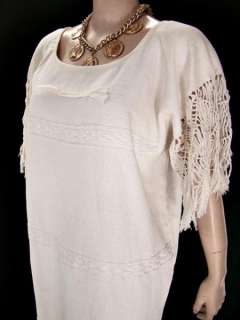 VTG 80s MEXICAN Ethnic Hand Woven & Tied Fringe Tunic Serape Dress 
