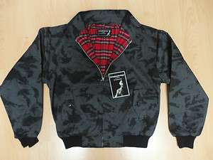 New Harrington Jacket Black / Grey Camoflage Skinhead Oi Ska Punk S XL 