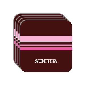 Personal Name Gift   SUNITHA Set of 4 Mini Mousepad Coasters (pink 