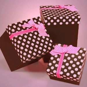  Pink and Chocolate Polka Dot Favor Box 