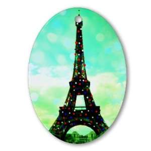 Eiffel Tower Christmas Tree ornament Paris Oval Ornament by CafePress