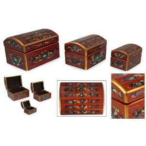  Cajamarca chests, Cantuta Flower (set of 3)