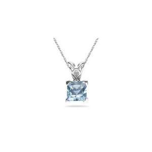  1.05 Cts Aquamarine Scroll Pendant in Platinum: Jewelry