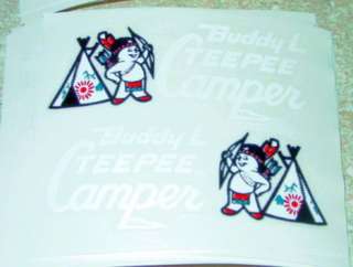 Buddy L Tee Pee Camper Decal Set  