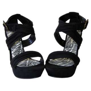 Fab Star Style X Straps Faux Suede Covered Platform Wedge Heel Sandal 