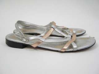 BARBARA BUI Silver Bronze Metallic Sandals Shoes 7.5  