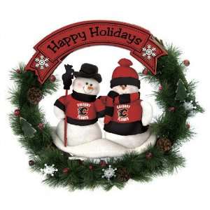  Calgary Flames Team Snowman Christmas Wreath: Sports 